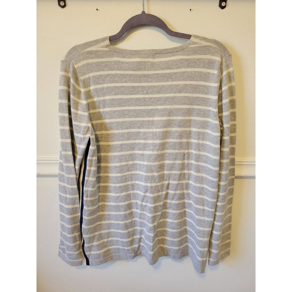Nwt womens sz Medium vineyard vines side seam stripe v neck light grey sweater - Picture 3 of 6
